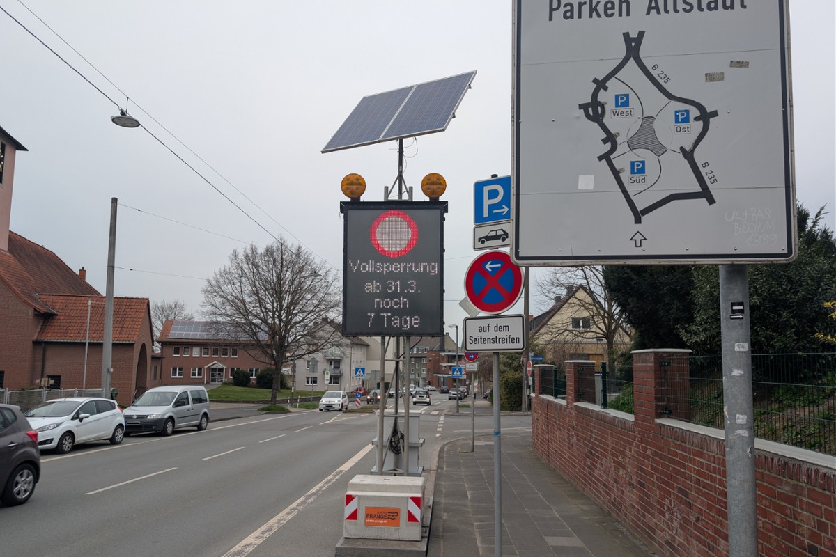 Ankündigung Vollsperrung auf der Bochumer Straße, 24.03.2026