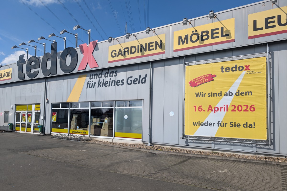Tedox mit Hinweis auf Wiedereröffnung